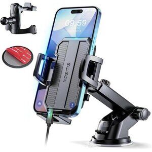 Upgraded 3-in-1 Car Phone Holder Mount [Powerful Suction] Phone Mount for Car